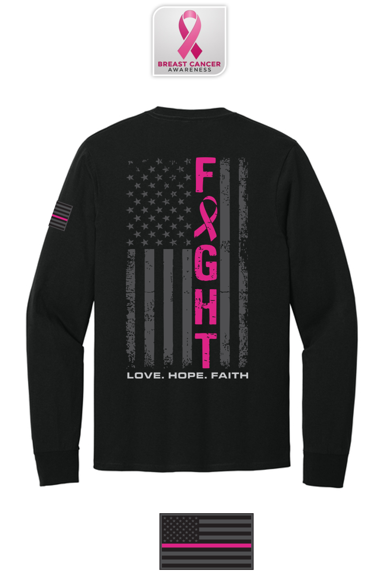Perfect Blend® CVC Long Sleeve Tee Breast Cancer Awareness
