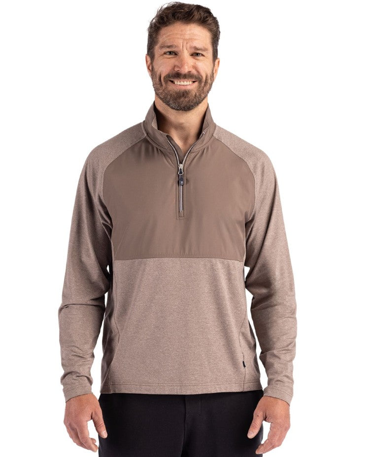Cutter & Buck Adapt Recycled Soft Knit Stretch Mens Hybrid Quarter Zip Pullover