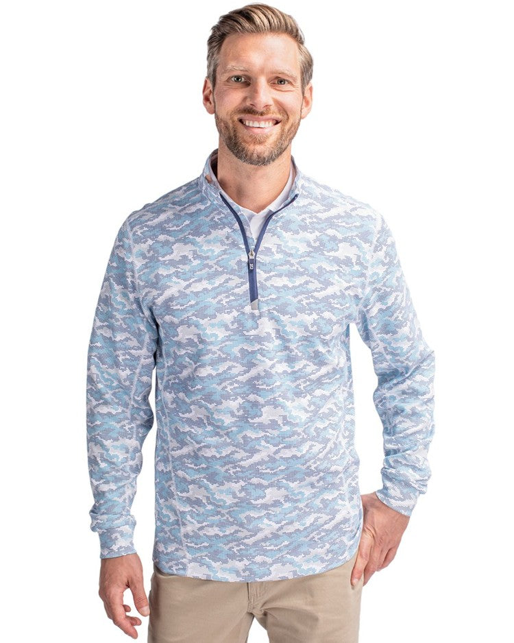 Cutter & Buck Traverse Recycled Smooth Stretch Mens Camo Quarter Zip Pullover