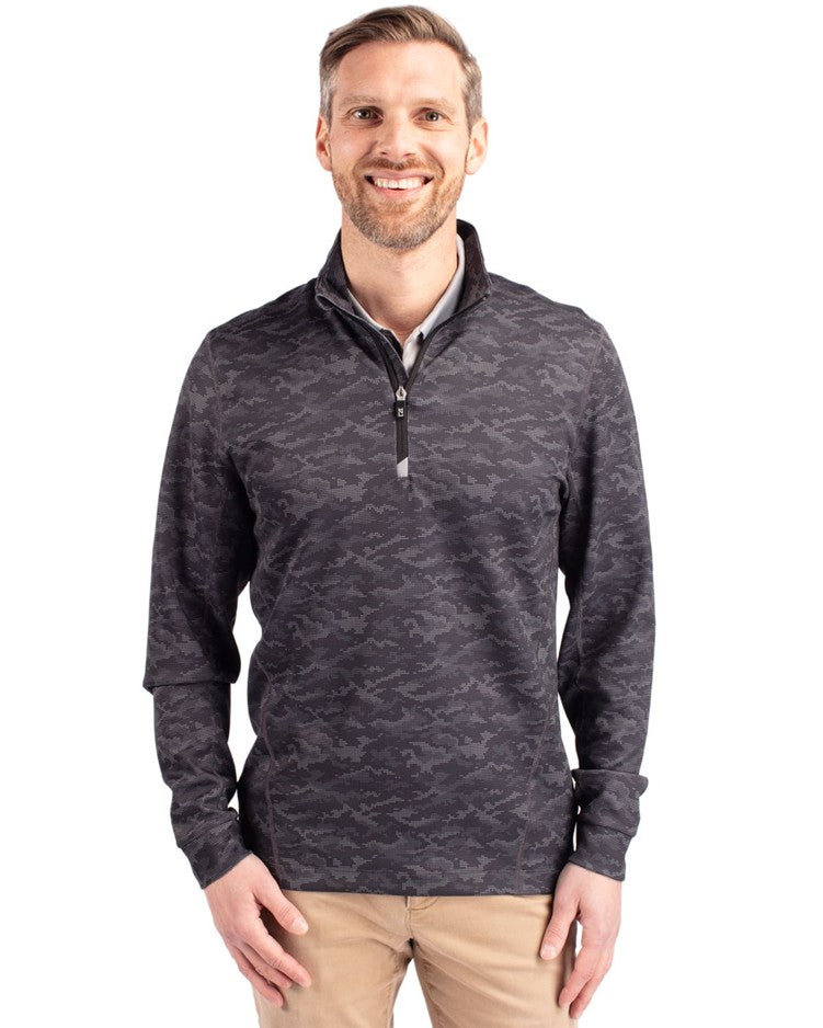 Cutter & Buck Traverse Recycled Smooth Stretch Mens Camo Quarter Zip Pullover