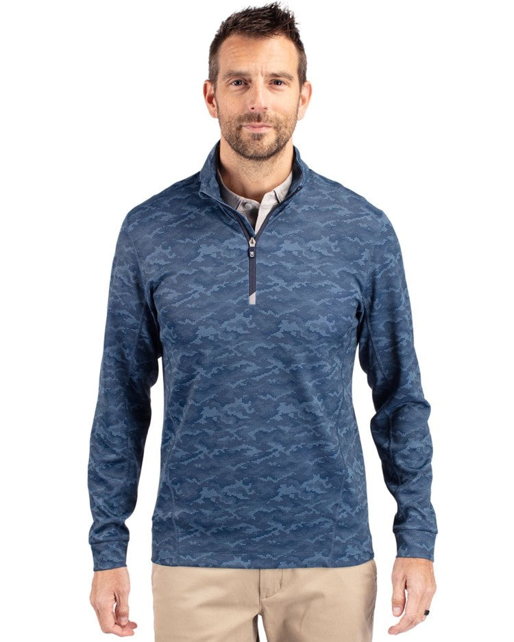 Cutter & Buck Traverse Recycled Smooth Stretch Mens Camo Quarter Zip Pullover