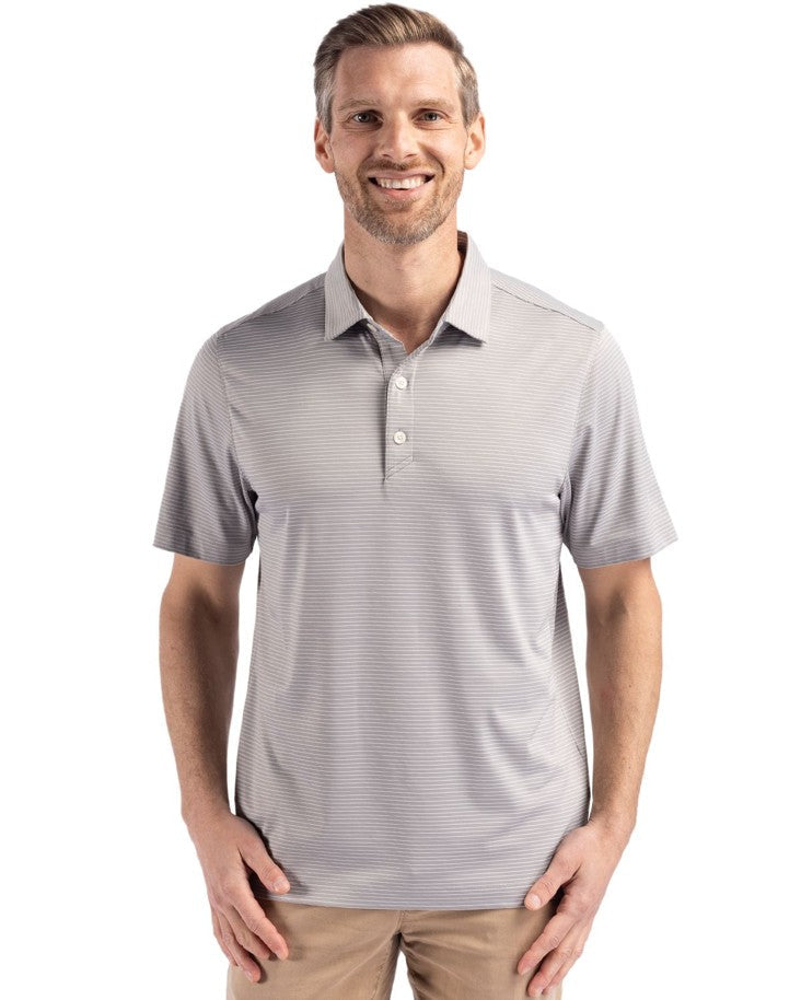 Cutter & Buck Forge Recycled Fine Line Stripe Four-Way Stretch Mens Polo