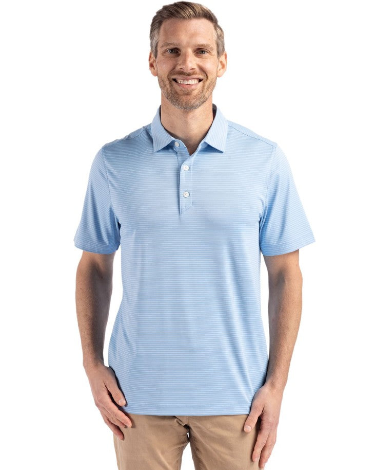 Cutter & Buck Forge Recycled Fine Line Stripe Four-Way Stretch Mens Polo