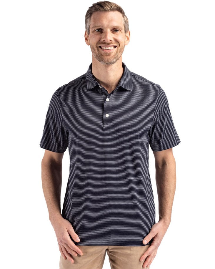 Cutter & Buck Forge Recycled Fine Line Stripe Four-Way Stretch Mens Polo