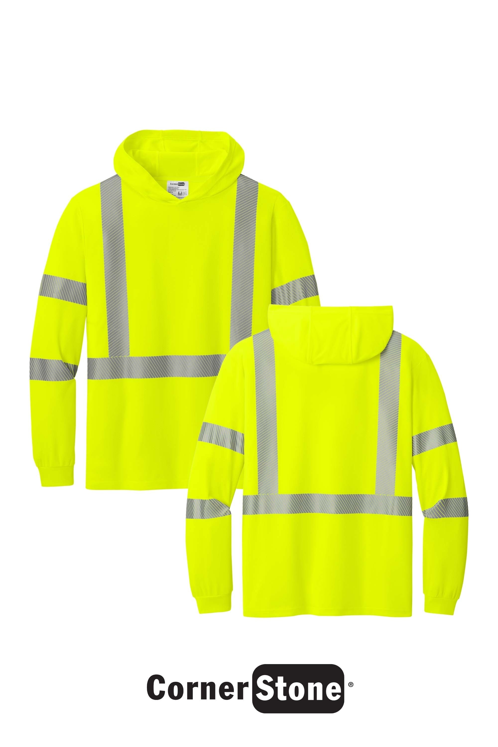 CornerStone® ANSI 107 Class 3 Long Sleeve Segmented Tape Hooded Tee